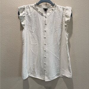 Ann Taylor Ivory Button-Front Blouse